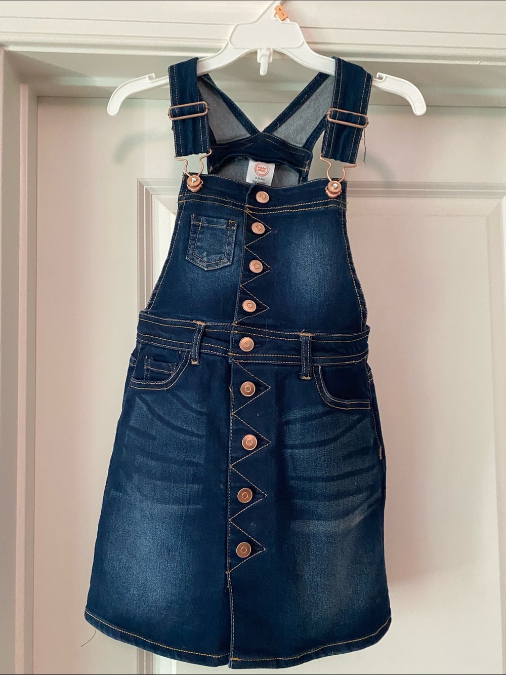 Girls' dark wash Denim Overall Dress jumper